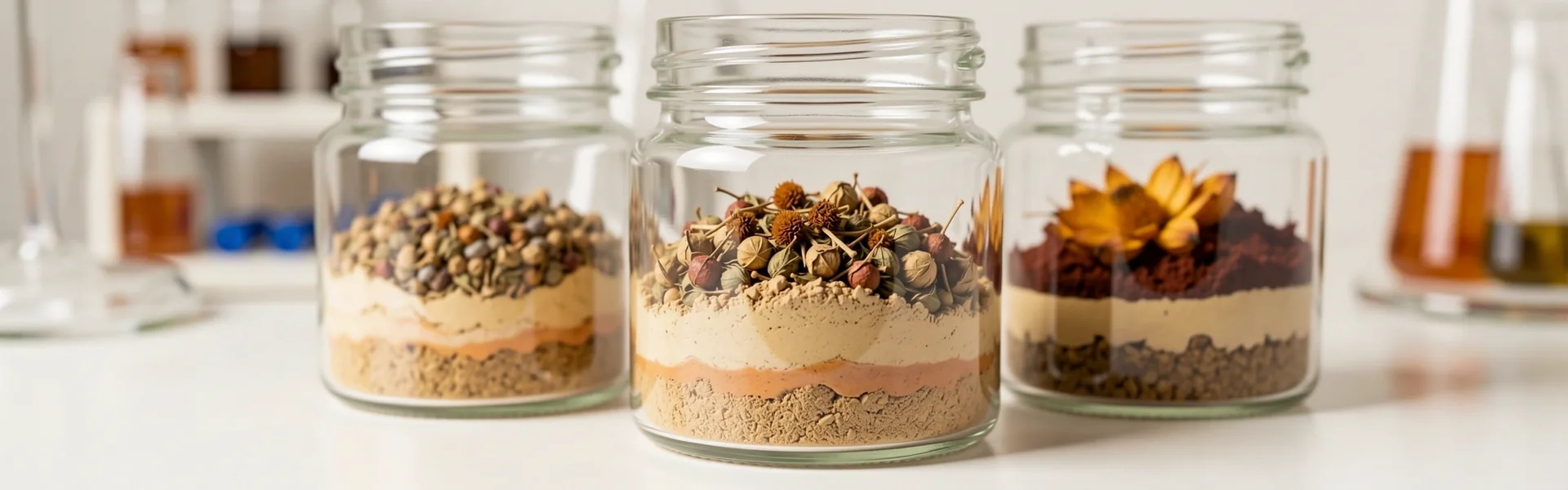 Botanical and mineral elements representing natural purity